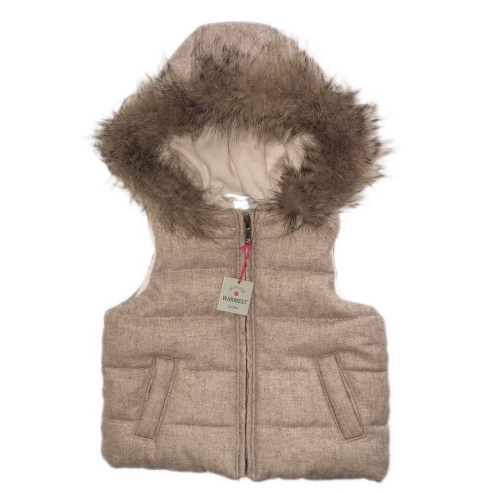 babyGap Tan Insulated Hooded Winter Vest